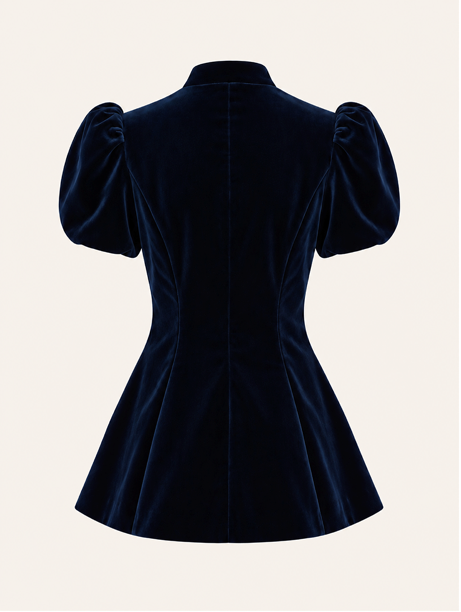 Valeria Blouse Velvet navy