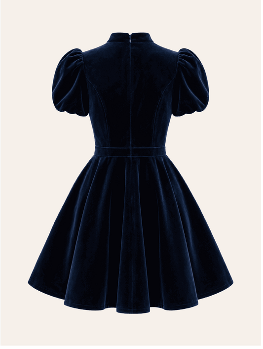 Valeria Dress Velvet navy