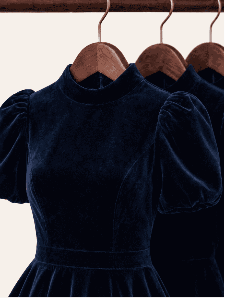 Valeria Dress Velvet navy