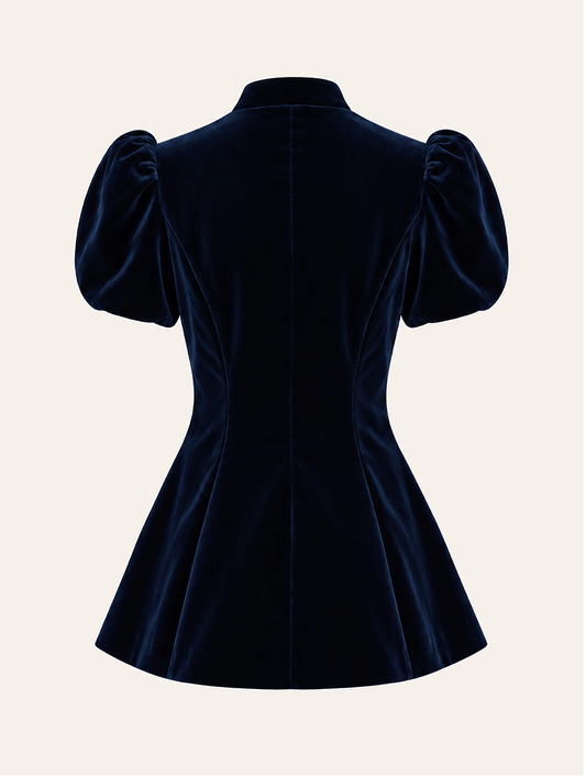 Valeria Blouse Velvet navy
