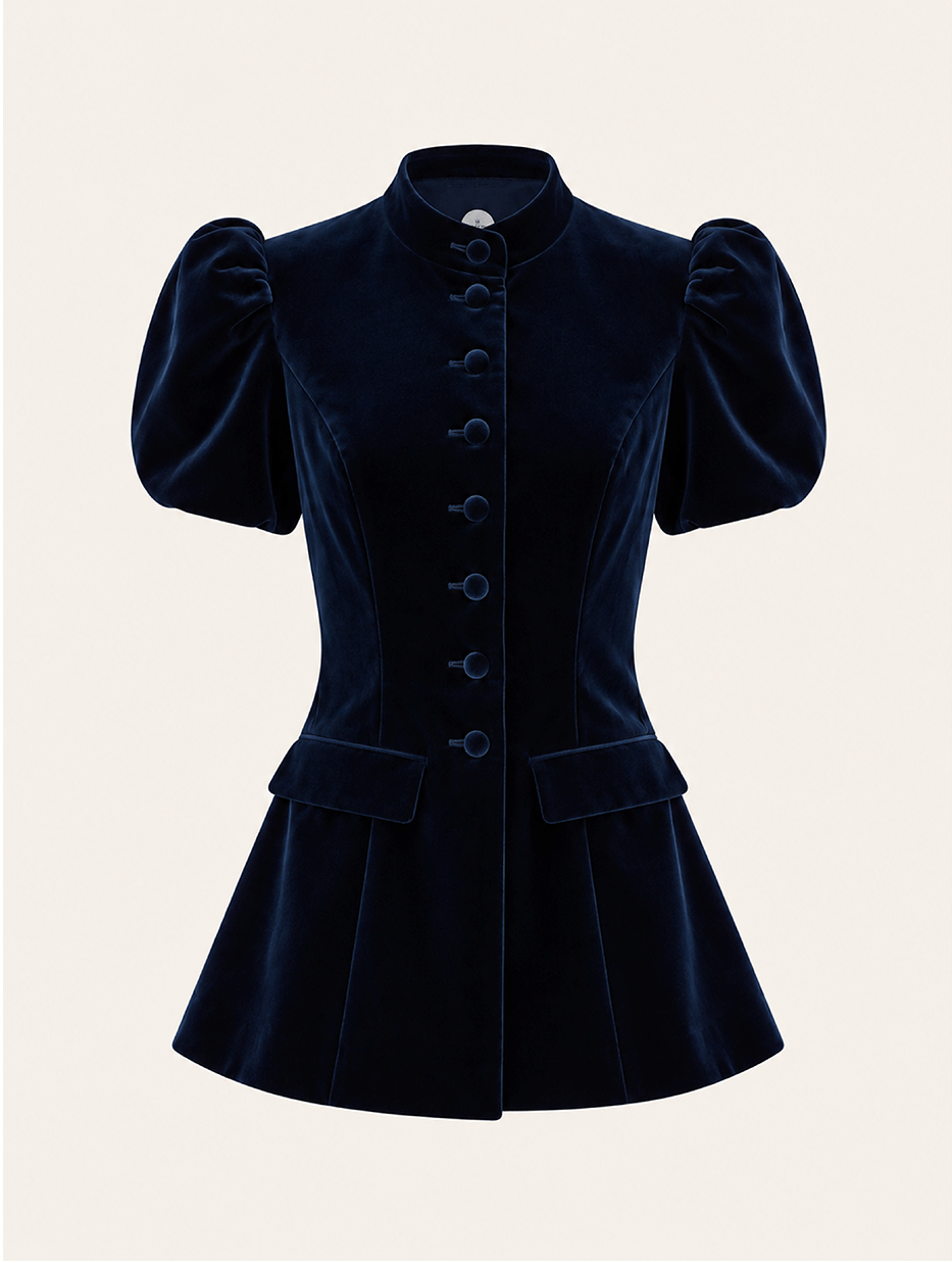 Valeria Blouse Velvet navy