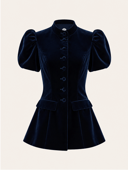 Valeria Blouse Velvet navy