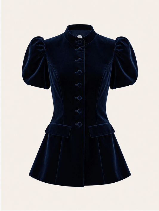 Valeria Blouse Velvet navy