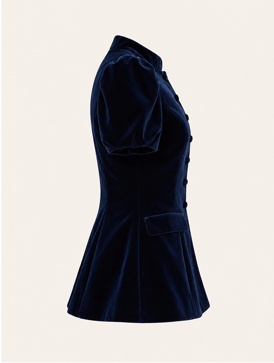 Valeria Blouse Velvet navy