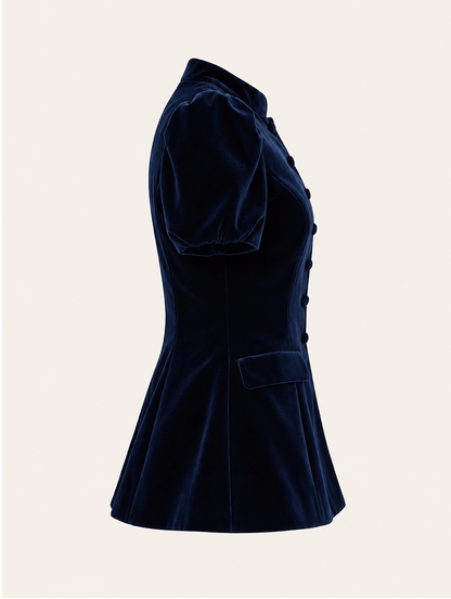 Valeria Blouse Velvet navy