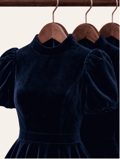 Valeria Dress Velvet navy