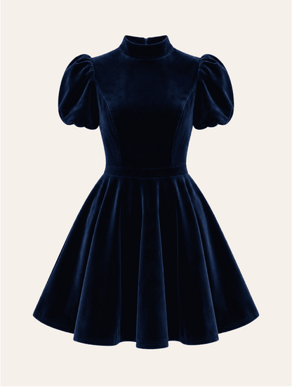 Valeria Dress Velvet navy