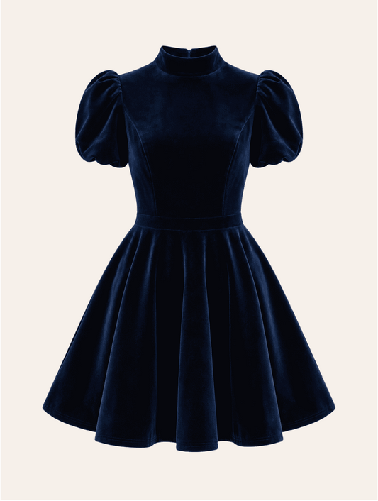 Valeria Dress Velvet navy
