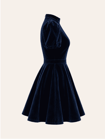 Valeria Dress Velvet navy