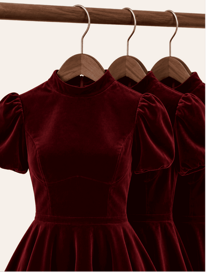 Valeria Dress Velvet burgundy
